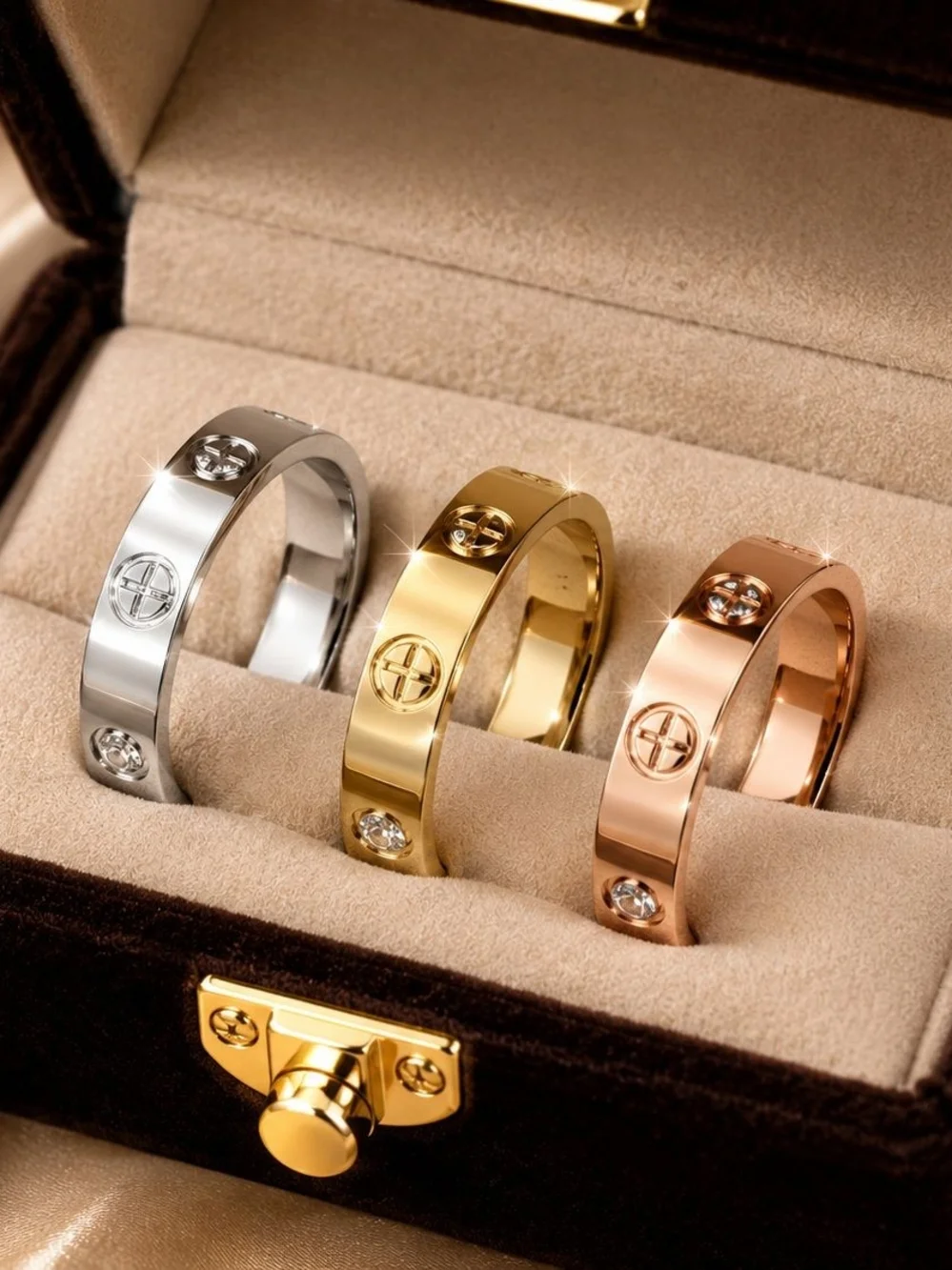 Gold-Tone Band Ring with Clear Accent - Picture 2 of 2